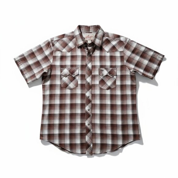 Vintage Wrangler Short-Sleeve Pearl-Snap Plaid Western Shirt – Size S, Retro - Picture 1 of 9